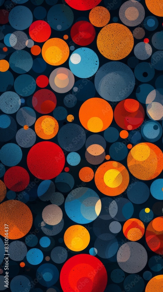 Illustrate a pattern overlay with dots. Depict a repeating dot pattern with varying sizes and transparency levels, arranged in a grid or random formation. Use a limited color palette to keep the Illustrate a pattern overlay with dots. Depict a repeating dot pattern with varying sizes and transparency levels, arranged in a grid or random formation. Use a limited color palette to keep the