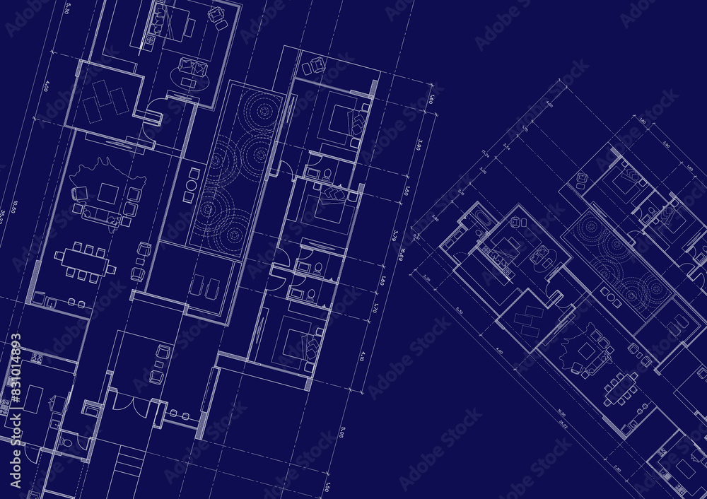 Floor plan designed building on the drawing. Floor plan designed building on the drawing.
