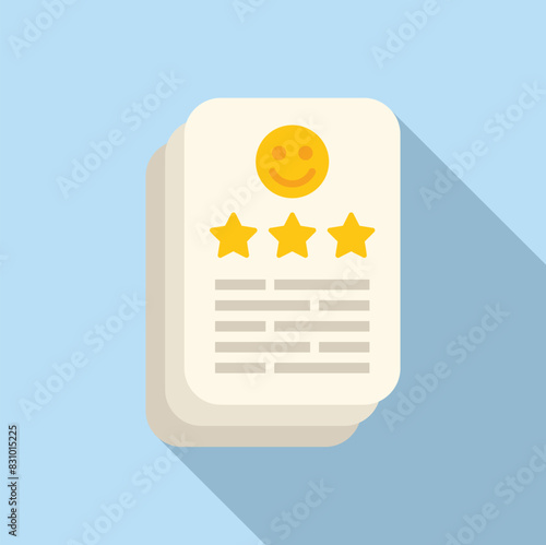 Stylized illustration of a customer satisfaction form with stars and a happy face emoji