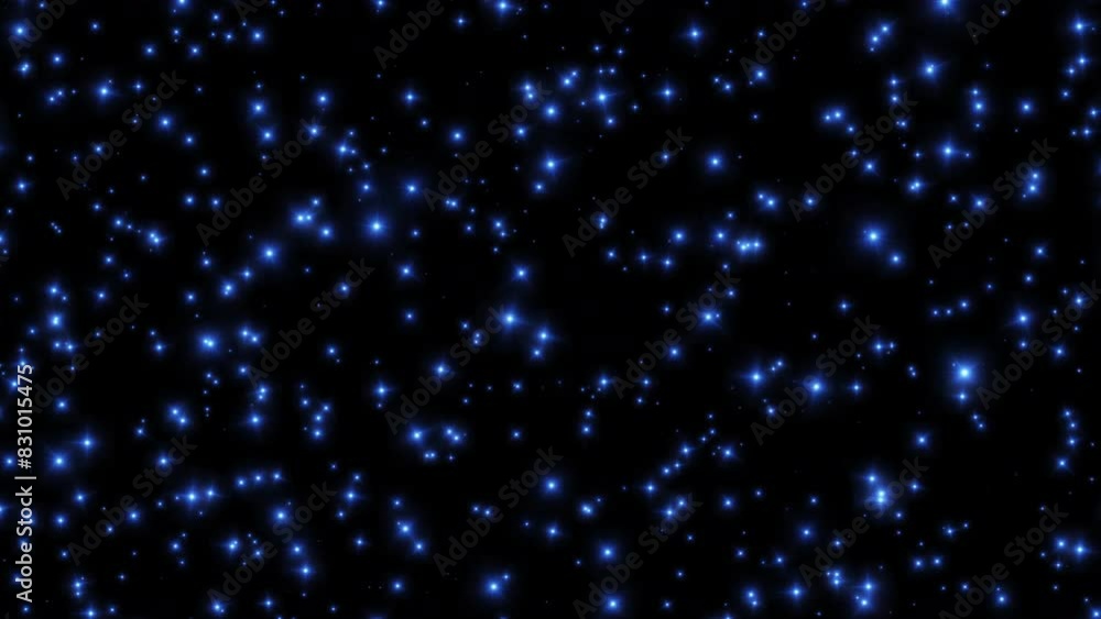 Vertical VDO beautiful loop falling glow blue stars particles optical ...