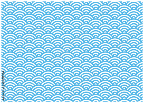 青海波のシームレスパターン 和柄 背景 青
