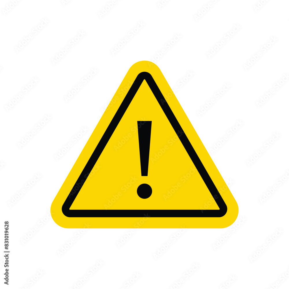Hazard warning attention sign with exclamation mark isolated on white background, Hazard warning symbol, Vector illustration Hazard warning attention sign with exclamation mark isolated on white background, Hazard warning symbol, Vector illustration