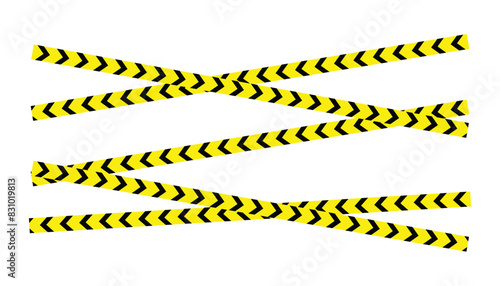 Yellow and black warning stripes, crossed caution tape set. construction, danger sellotapes, hazard, restriction and prohibition zones adhesive tapes