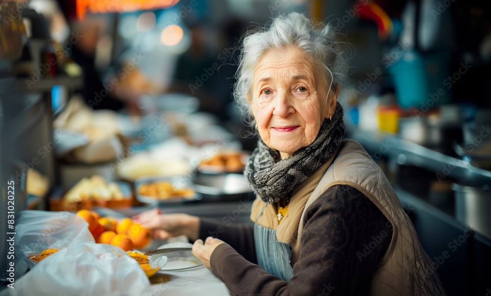 A Retired Woman Volunteering at soup kitchen hull A Retired Woman Volunteering at soup kitchen hull