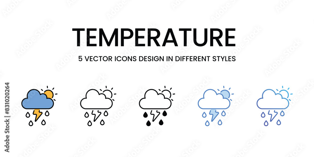 Temperature icons vector set stock illustration. Temperature icons vector set stock illustration.