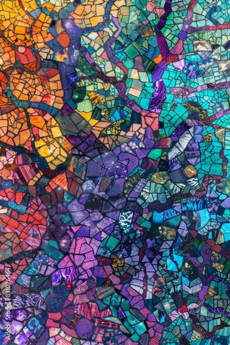 Diversity of life on Earth  using a mosaic of colors and shapes to depict various species and ecosystems in a complex  interconnected web  ai generated