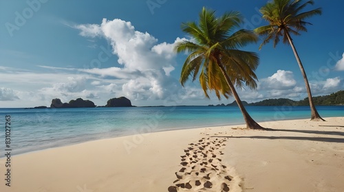 Beach with palm trees.