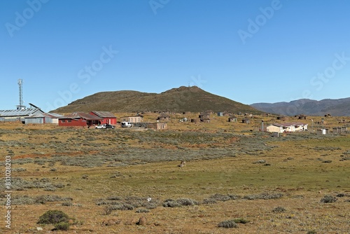 View of the dwelling at Sani Pass (2,876 meters). Thaba-Tseka district. Kingdom of Lesotho. Africa.  photo