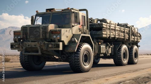 Military truck isolated 