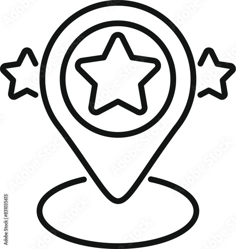 Star location pin icon with vector outline design for map symbol, navigation, and gps destination in webbased services and mobile apps