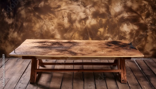 Backdrop e mesa coberta de terra photo