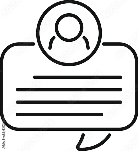 Vector illustration of an outlined speech bubble with user avatar, symbolizing online communication