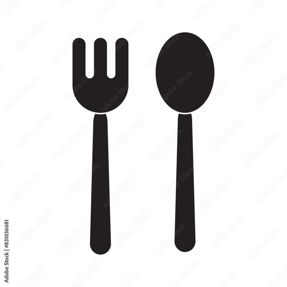 spoon and fork flat icon vector spoon and fork flat icon vector