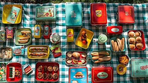 Schooltime Nostalgia: Metal Lunch Boxes with Assorted Snacks