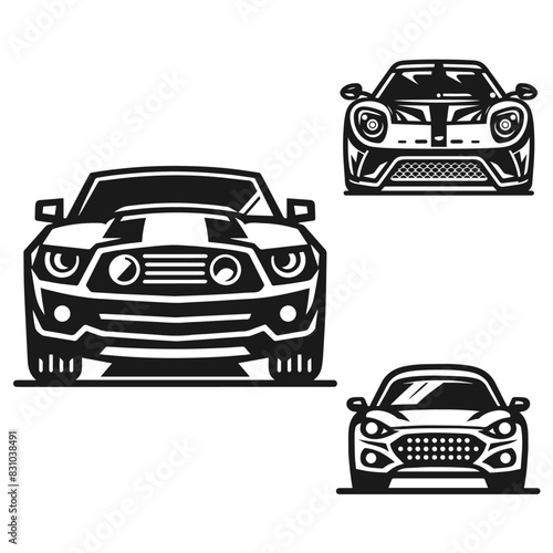 Very High detailed silhouette vector illustration vintage set of car  isolated on white background