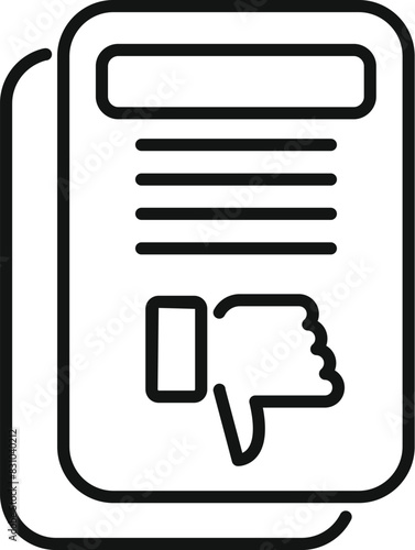 Black and white vector illustration of a hand showing a dislike or thumbs down symbol