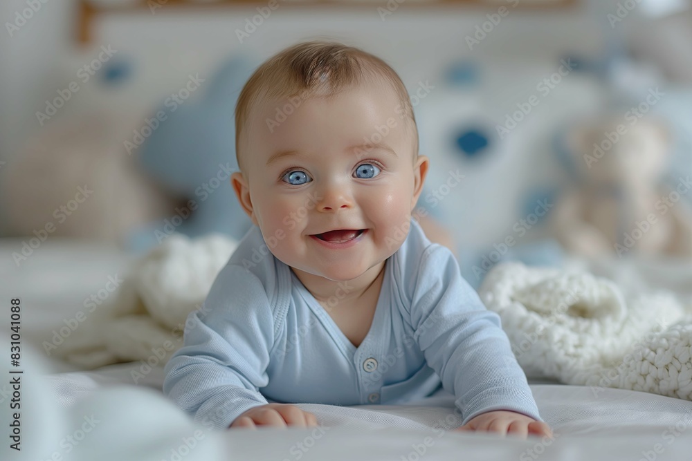 Lying down child during energy impressive blue eyes play time with parents for photography ad banner design Lying down child during energy impressive blue eyes play time with parents for photography ad banner design