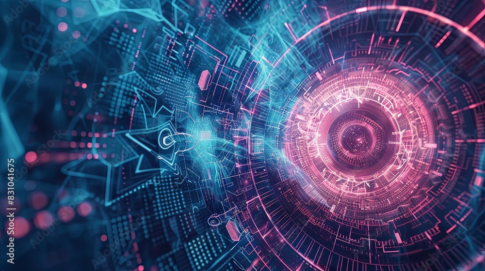 A computer generated image of a blue and pink spiral with a star in the middle A computer generated image of a blue and pink spiral with a star in the middle