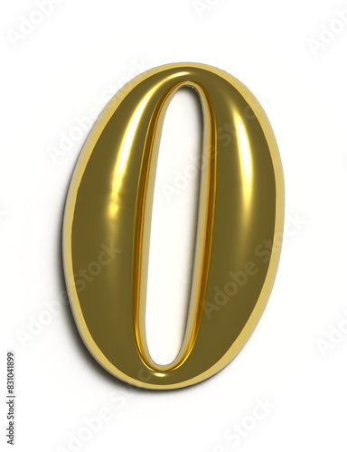 3d golden font number 0