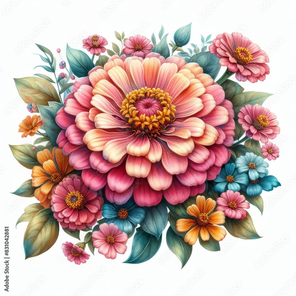 A colorful flower bouquet with a variety of flowers including daisies A colorful flower bouquet with a variety of flowers including daisies