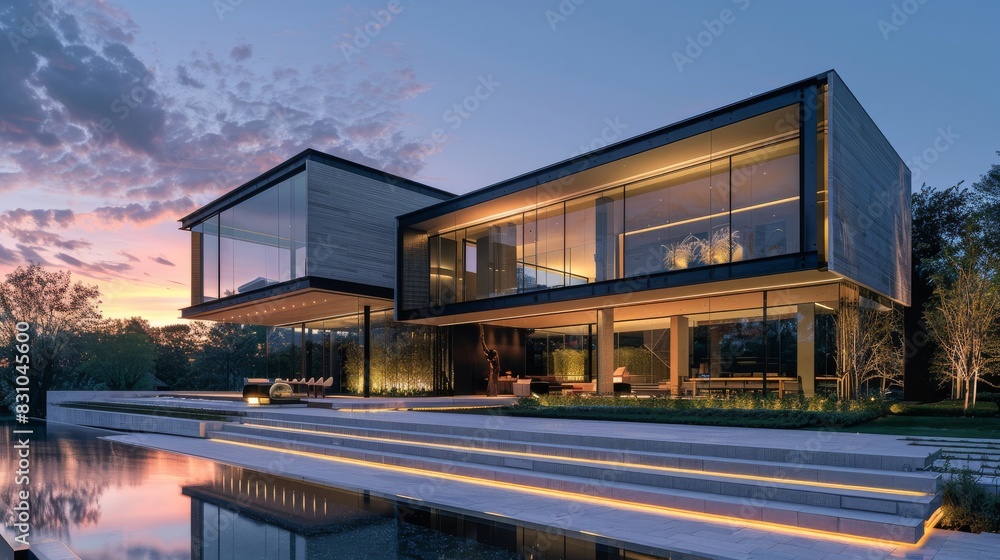 A sleek modernist residence with minimalist interiors and curated art collections A sleek modernist residence with minimalist interiors and curated art collections