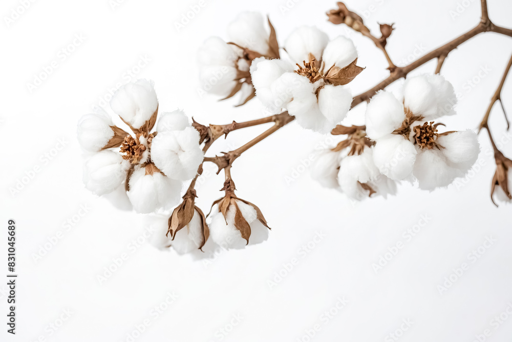 Cotton Branch with White Background Cotton Branch with White Background
