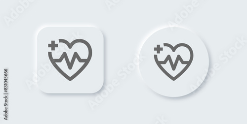 Heart beat line icon in neomorphic design style. Health signs vector illustration.