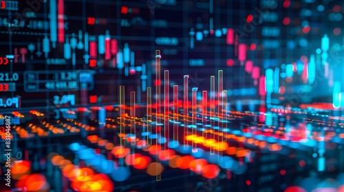 Wallpaper Mural Bar Graph With Data Points and Illuminated Trading Charts Torontodigital.ca