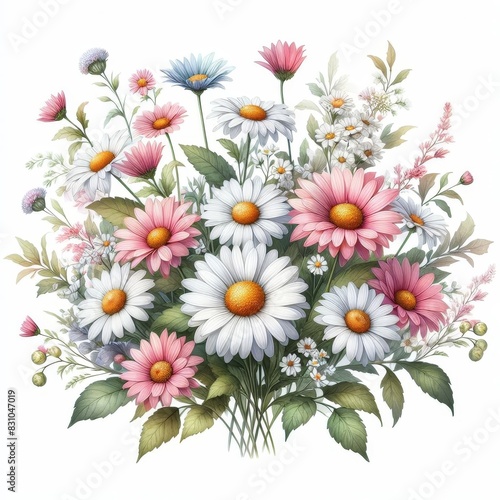 A bouquet of flowers with pink and white flowers