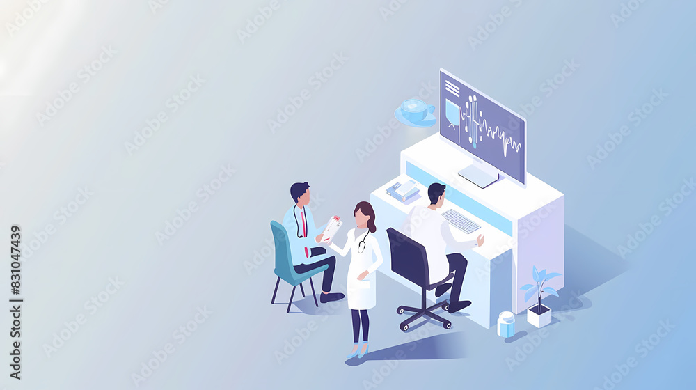 Isometric online medical consultation health care vector image Isometric online medical consultation health care vector image