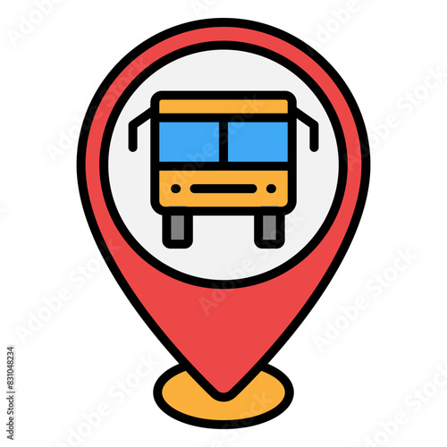 Illustration of Bus Stop Location design Filled Icon
