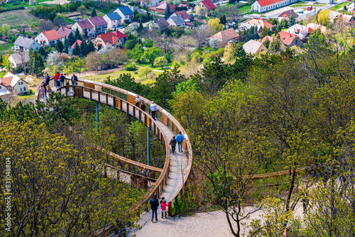 The Lombkorona viewpoint in the UNESCO world heritage site Benedictine monastery Pannonhalma Archabbey in Hungary in early spring. photo