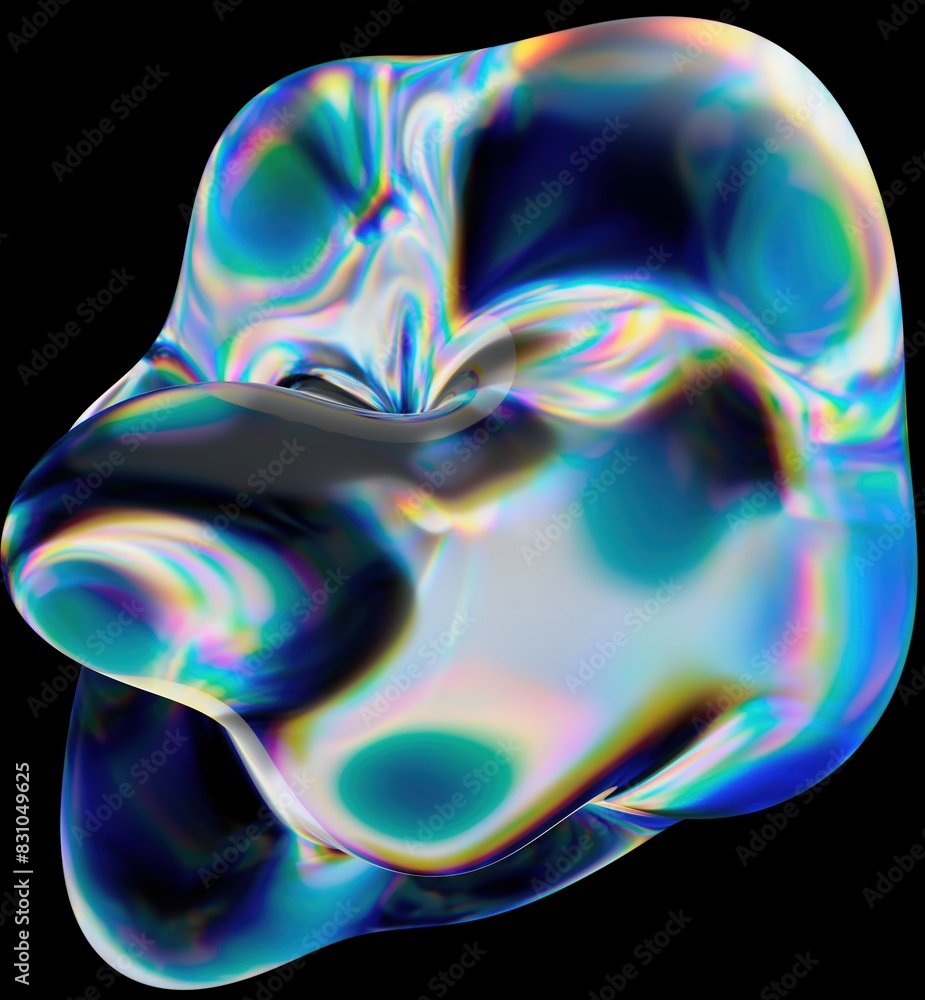 Chromatic dispersion abstract glass shape isolated on black background - 3D rendering Chromatic dispersion abstract glass shape isolated on black background - 3D rendering