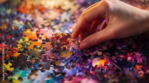 Hands combine puzzle pieces Art collage : Generative AI