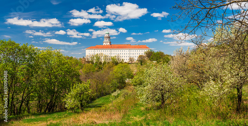 The UNESCO world heritage site Benedictine monastery Pannonhalma Archabbey in Hungary in early spring.