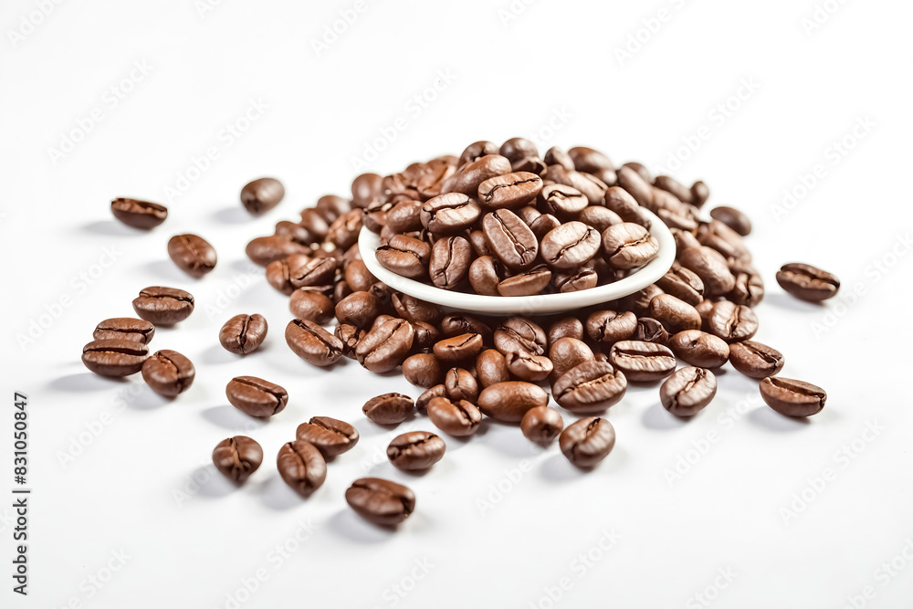 Naklejka premium Coffee Beans on a White Background