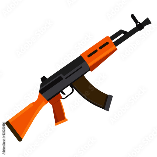 Flat style AK47 rifle illustration for design, military, weapon, and security themes