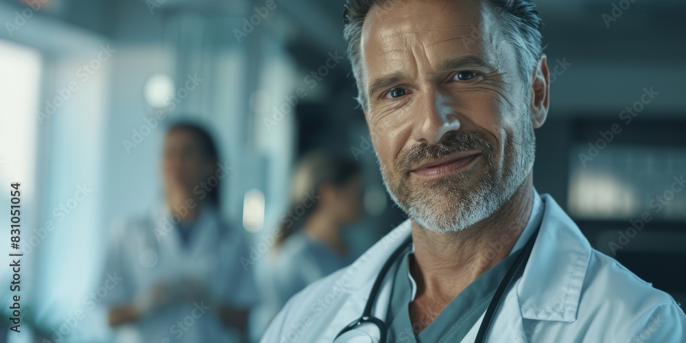 A surgeon, nurse, or cardiologist with a career grin, service employment, or healthcare occupation. Hospital portrait, professional commitment, and wellness clinic consultant A surgeon, nurse, or cardiologist with a career grin, service employment, or healthcare occupation. Hospital portrait, professional commitment, and wellness clinic consultant