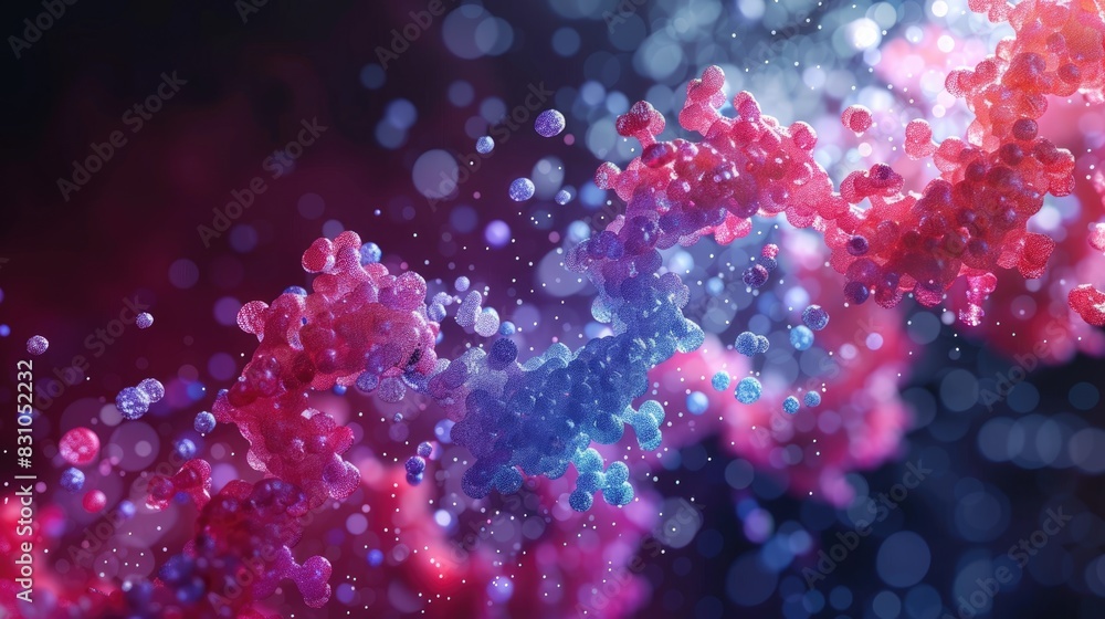 Fototapeta premium A 3D rendering of a virus attacking a cell. 