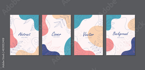 Set of abstract creative artistic templates with floral concept. Universal cover Designs for Annual Report, Brochures, Flyers, Presentations, Leaflet, Magazine