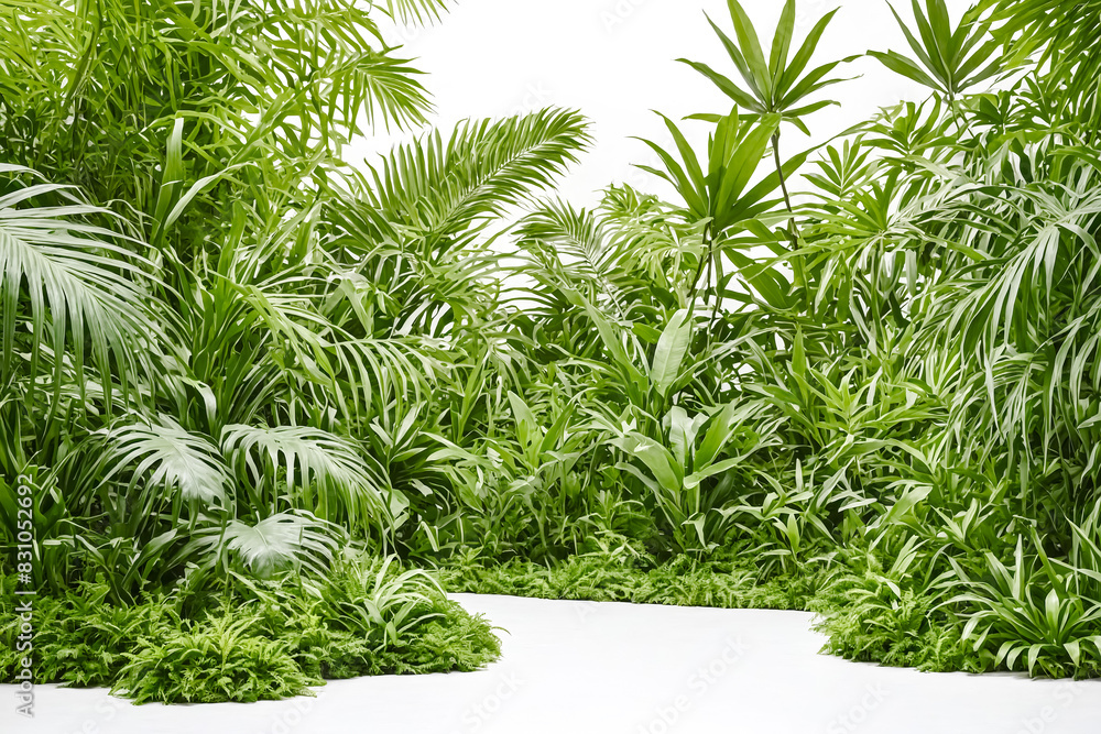 Obraz premium Lush Green Foliage with White Background