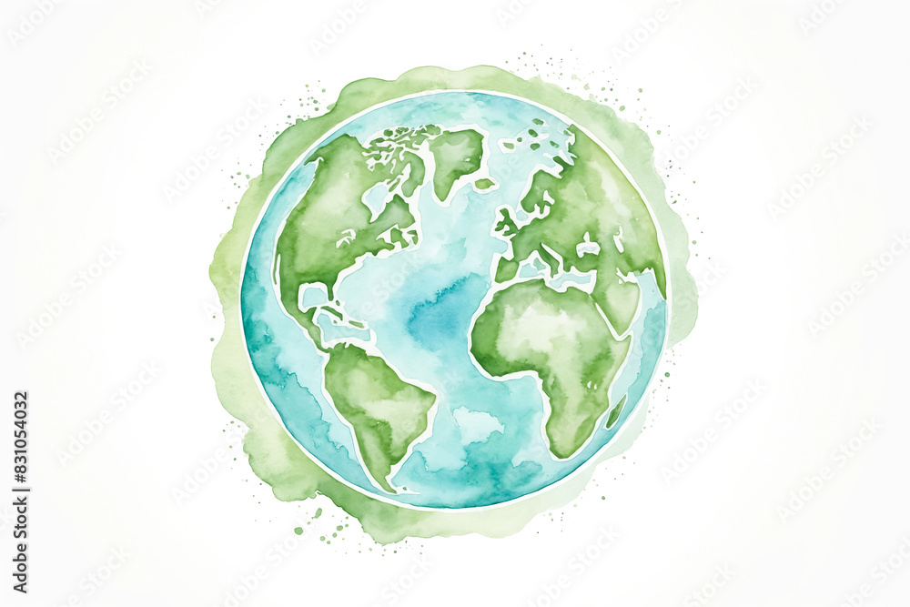 Watercolor Earth Globe