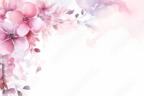 Elegant Watercolor Floral Design with Pink Flowers and Copy Space
