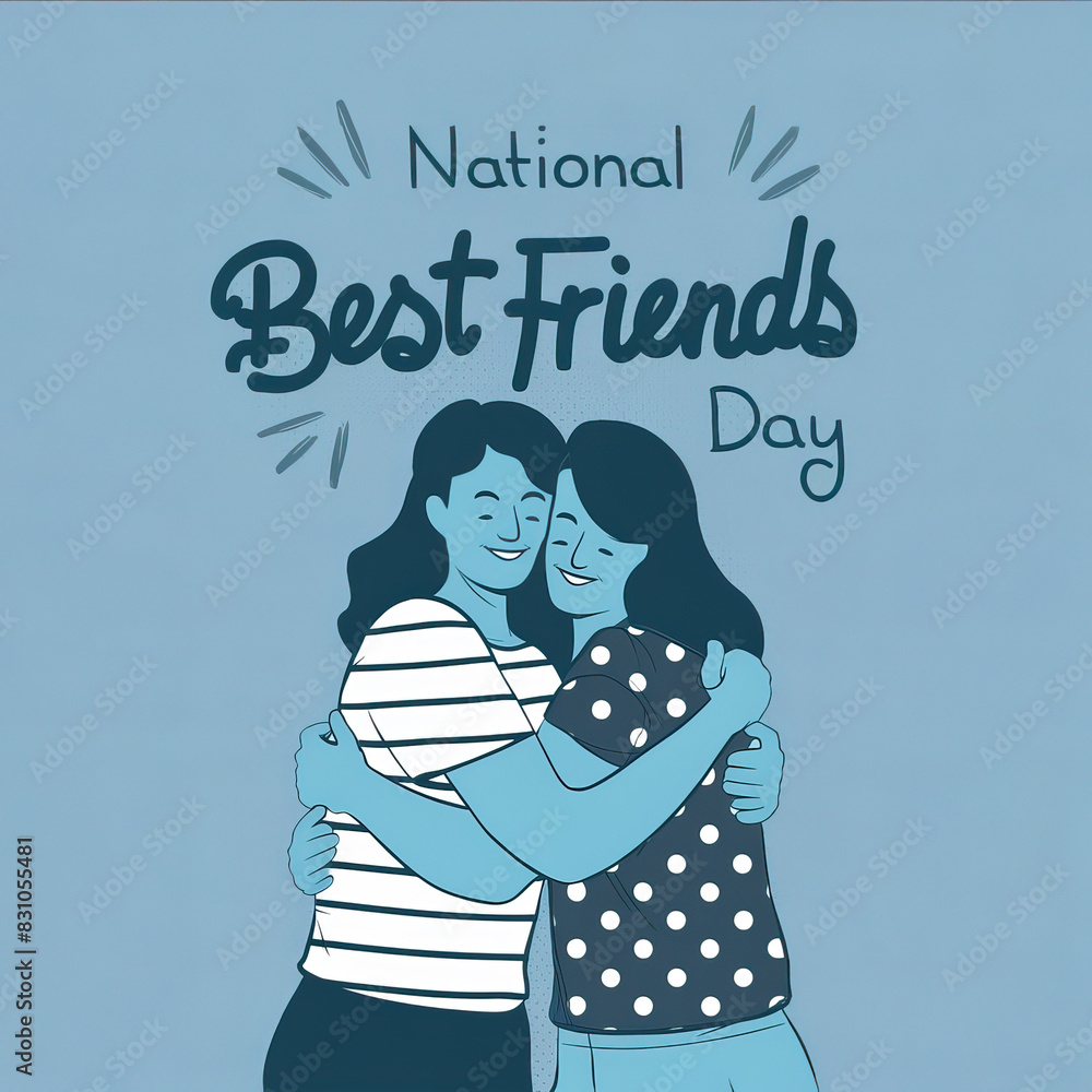 Naklejka premium National Best Friends Day, Post, National Best Friends Day Poster, Best Friends Day, Illustration, Happy National Best Friends Day, International Friendship Day, Poster, Post, Banner, Social media 