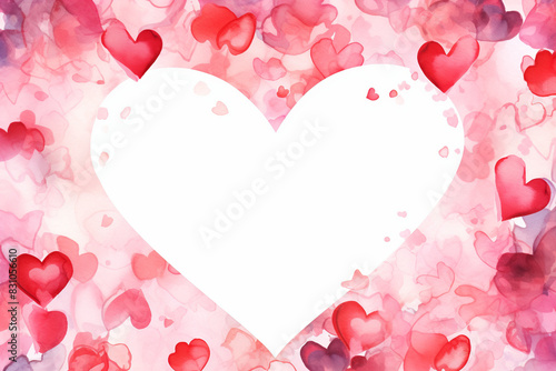 Valentine's Day Watercolor Heart Frame with Copy Space