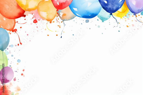 Colorful Watercolor Balloon Frame with Copy Space

