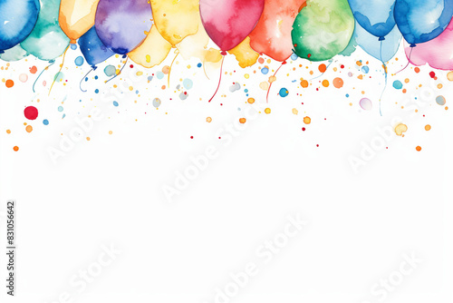 Colorful Watercolor Balloons Frame with Copy Space
