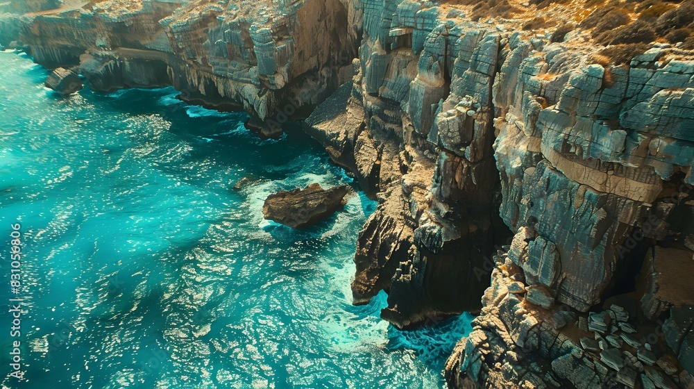 coastal cliffs turquoise sea pic