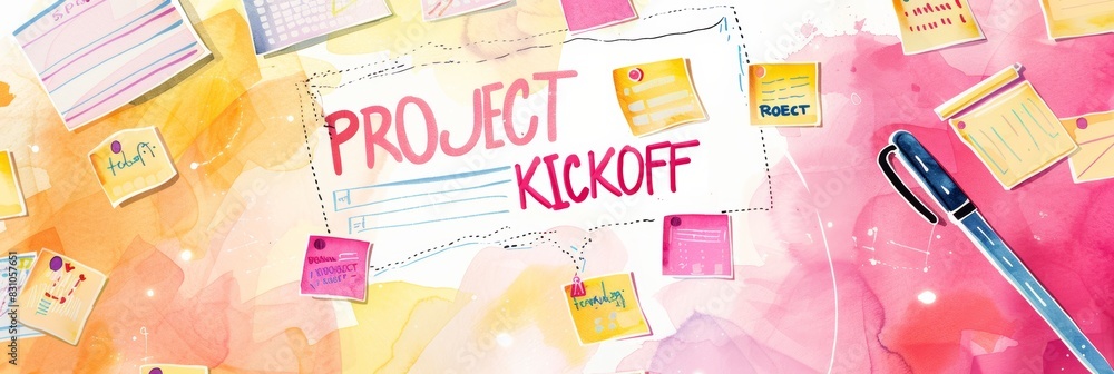 Colorful Project Planning with Notes and Pen – Creativity and Organization