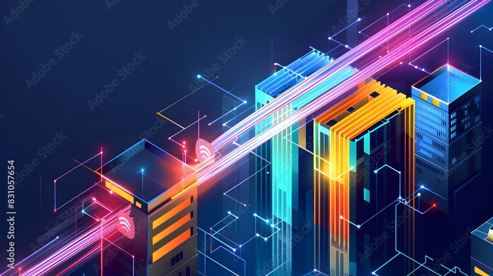 Fototapeta premium Futuristic Digital Architecture Showcasing Innovative Urban Structures and Technological